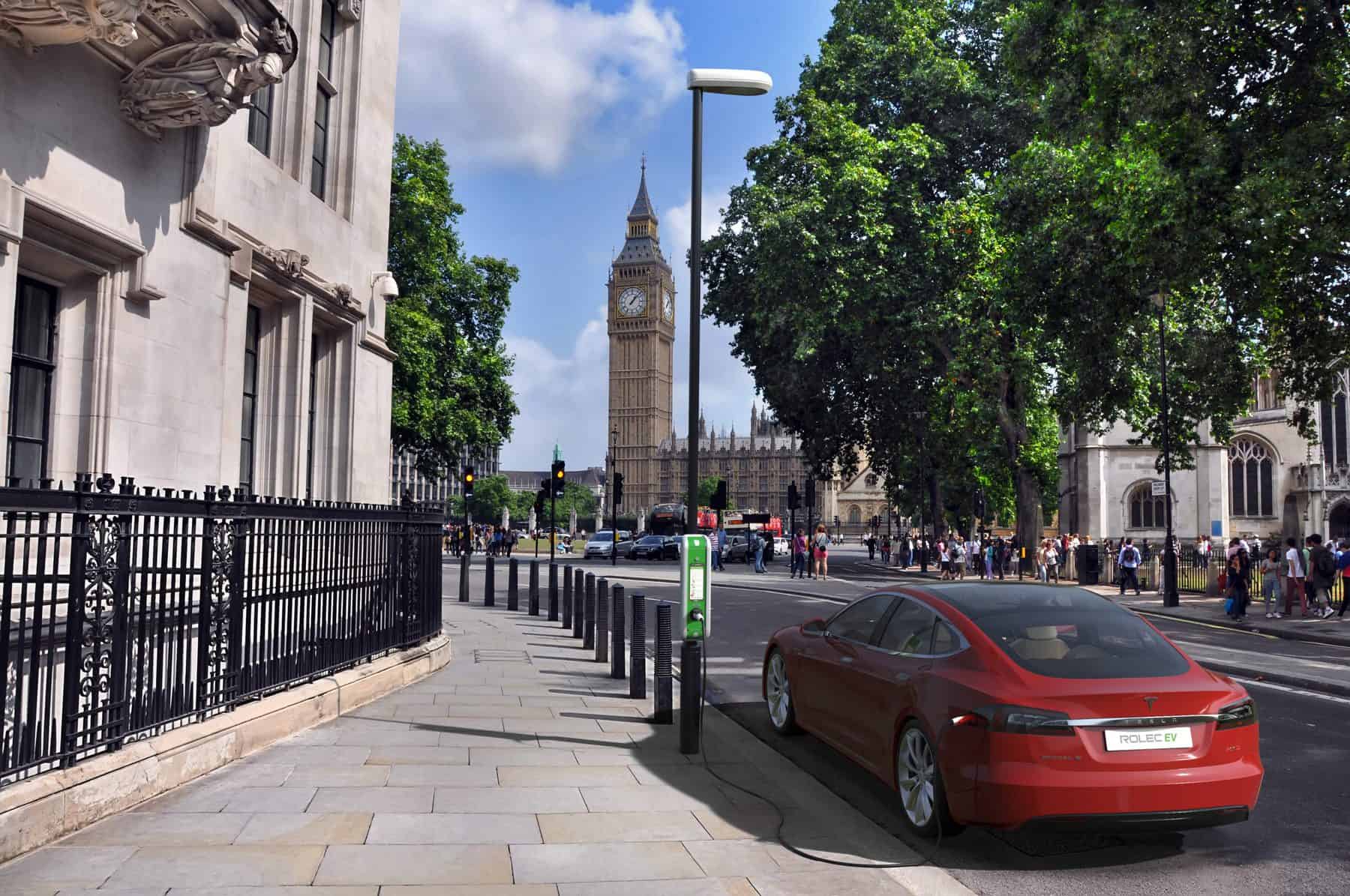 EV car charging on the street